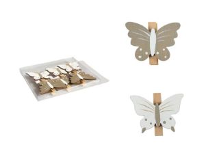Obrázek z Kolíčky motýl dřevo 6ks/3,5cm(24) 